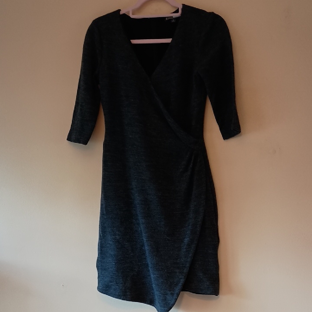 Brooks Brothers Gray Wool Asymmetrical Wrap-style Dress, Sz 4